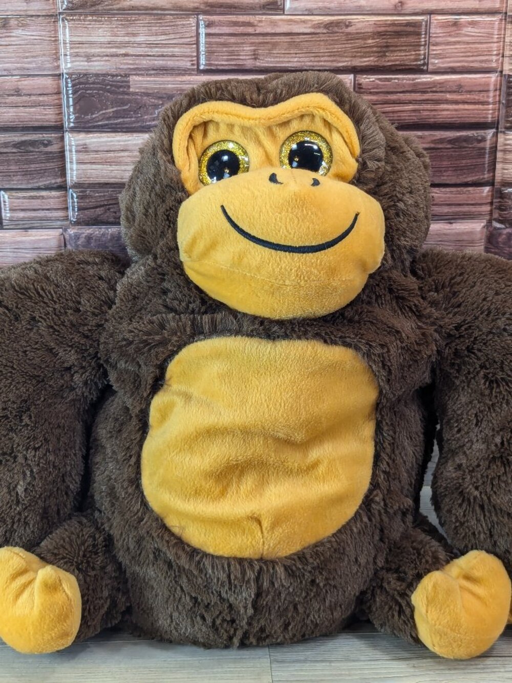 Chubby Gorilla Peek-A-Boo Toys 15" Plush Big Gold Glitter Eyes Stuffed Animal